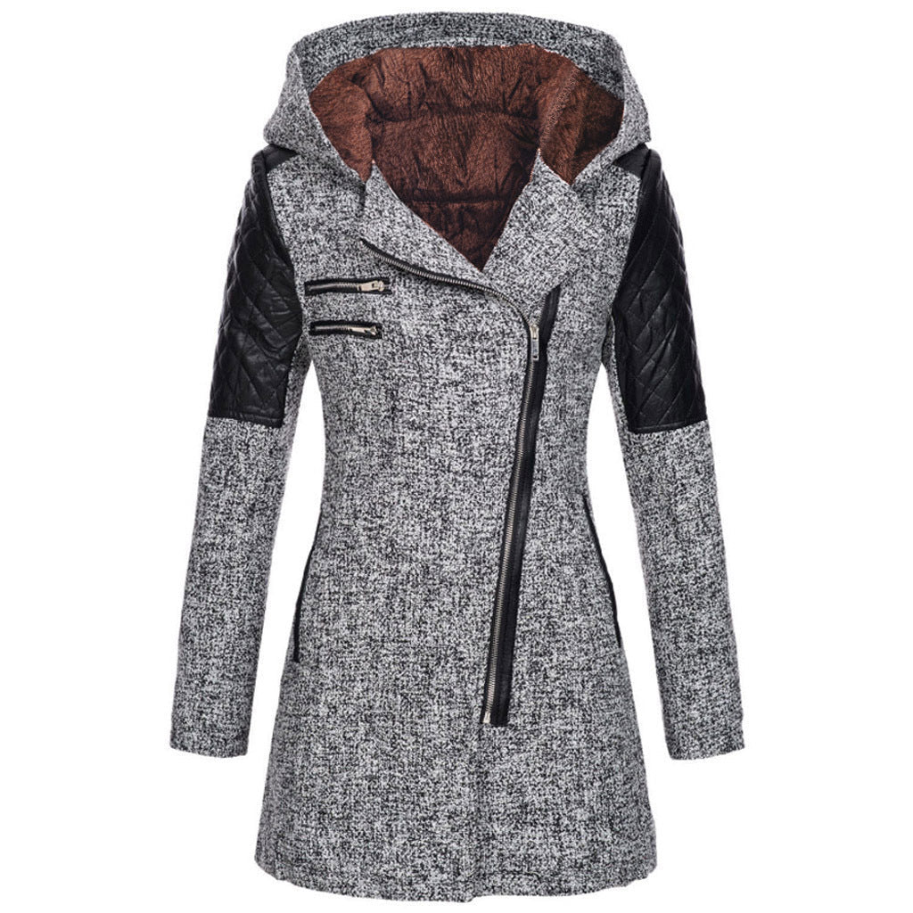 Manon - Manteau Élégant Long Zippé Asymétrique