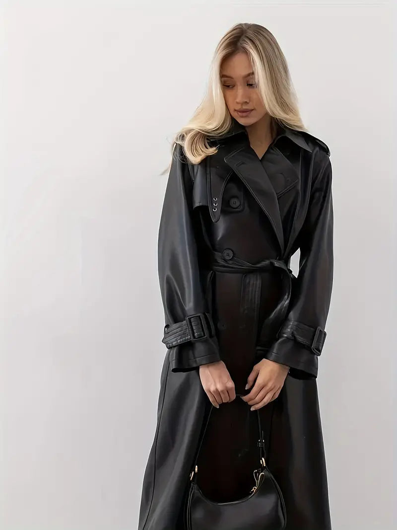 Nathalie | Trench Chic Cuir Ceinturé