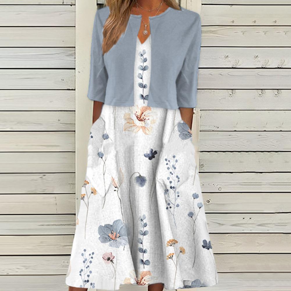 Sophie - Robe Deux Pièces Avec Boléro Fleurie Femme