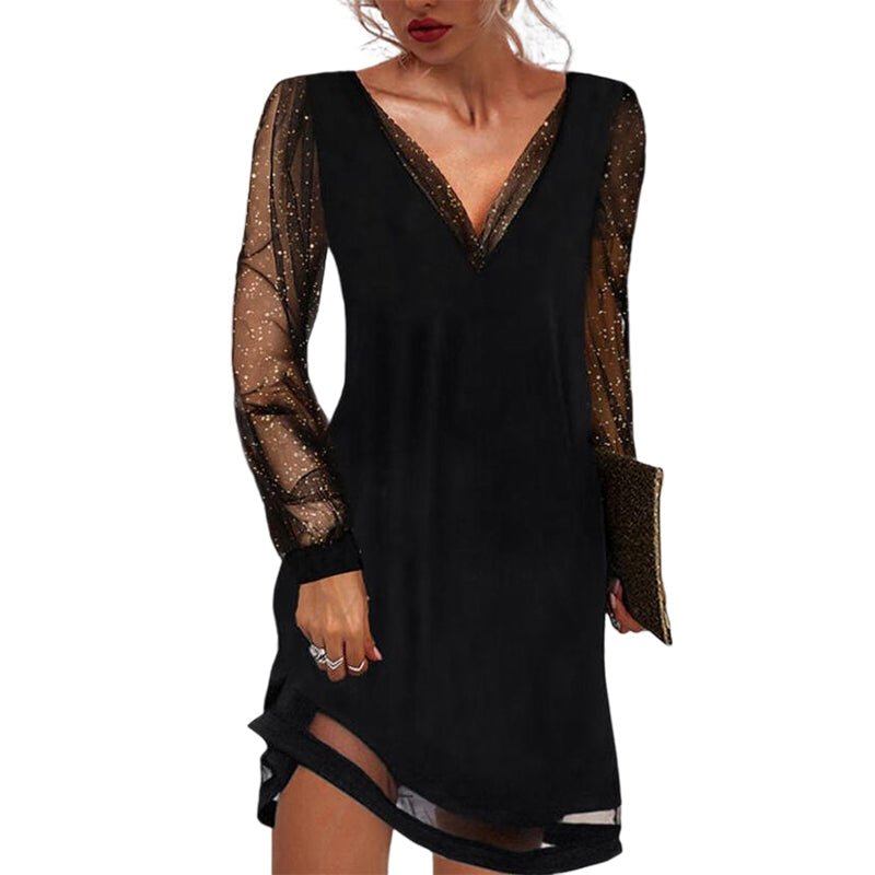 Lucie - Robe De Soirée Élégante Manches Paillettes Femme