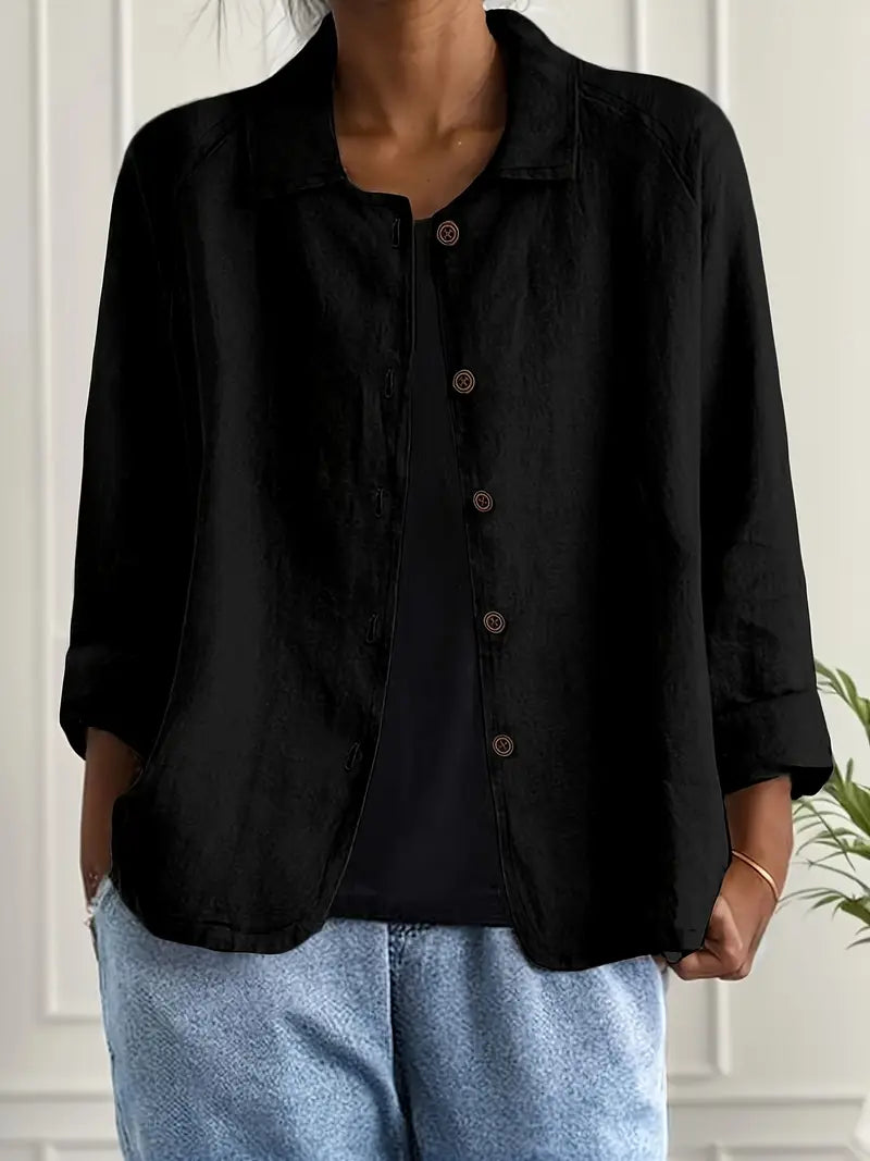 Sylvie | Cardigan Élégant Col Chemise Boutonné
