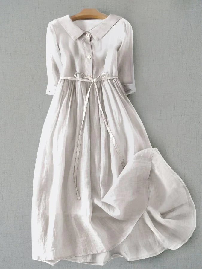 Céline - Robe Chemise Femme en Lin Fluide