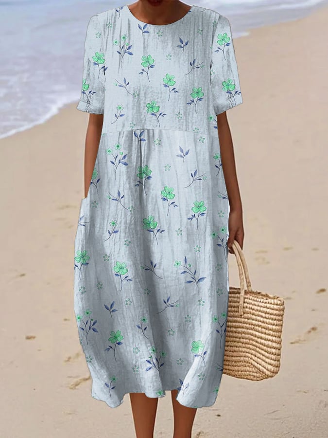 Robe Femme Imprimée Fleurs Manches Courtes - Zara