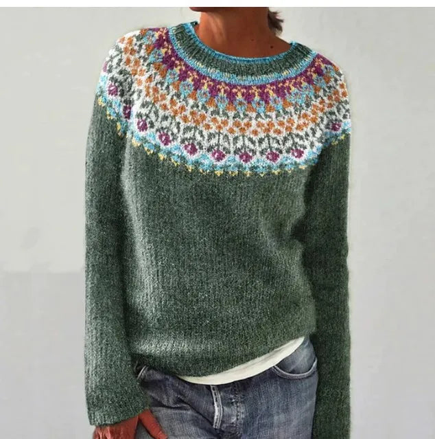 Nathalie - Pull Élégant Jacquard Oversize