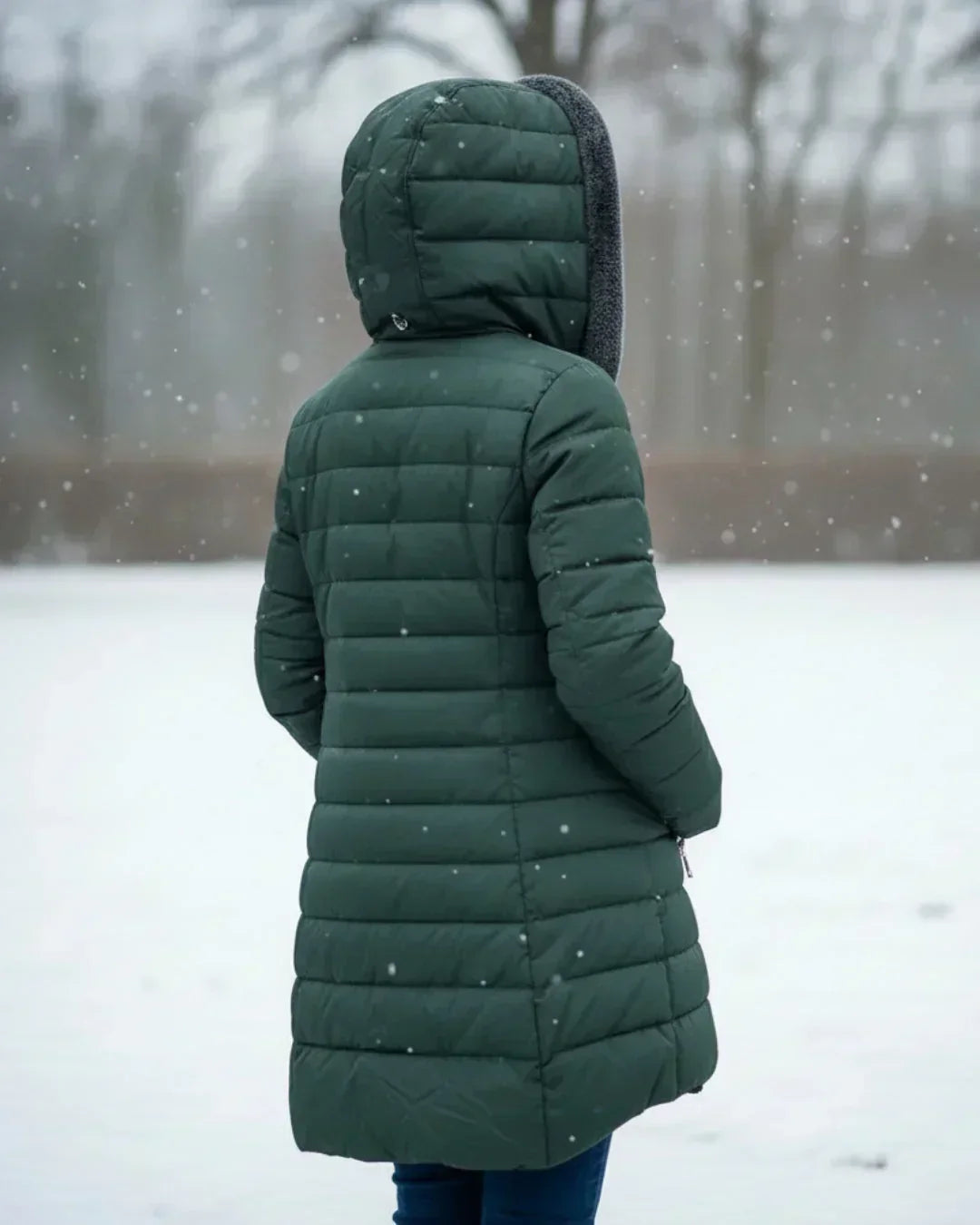 Caroline - Doudoune Raffinée Mi-Longue à Capuche