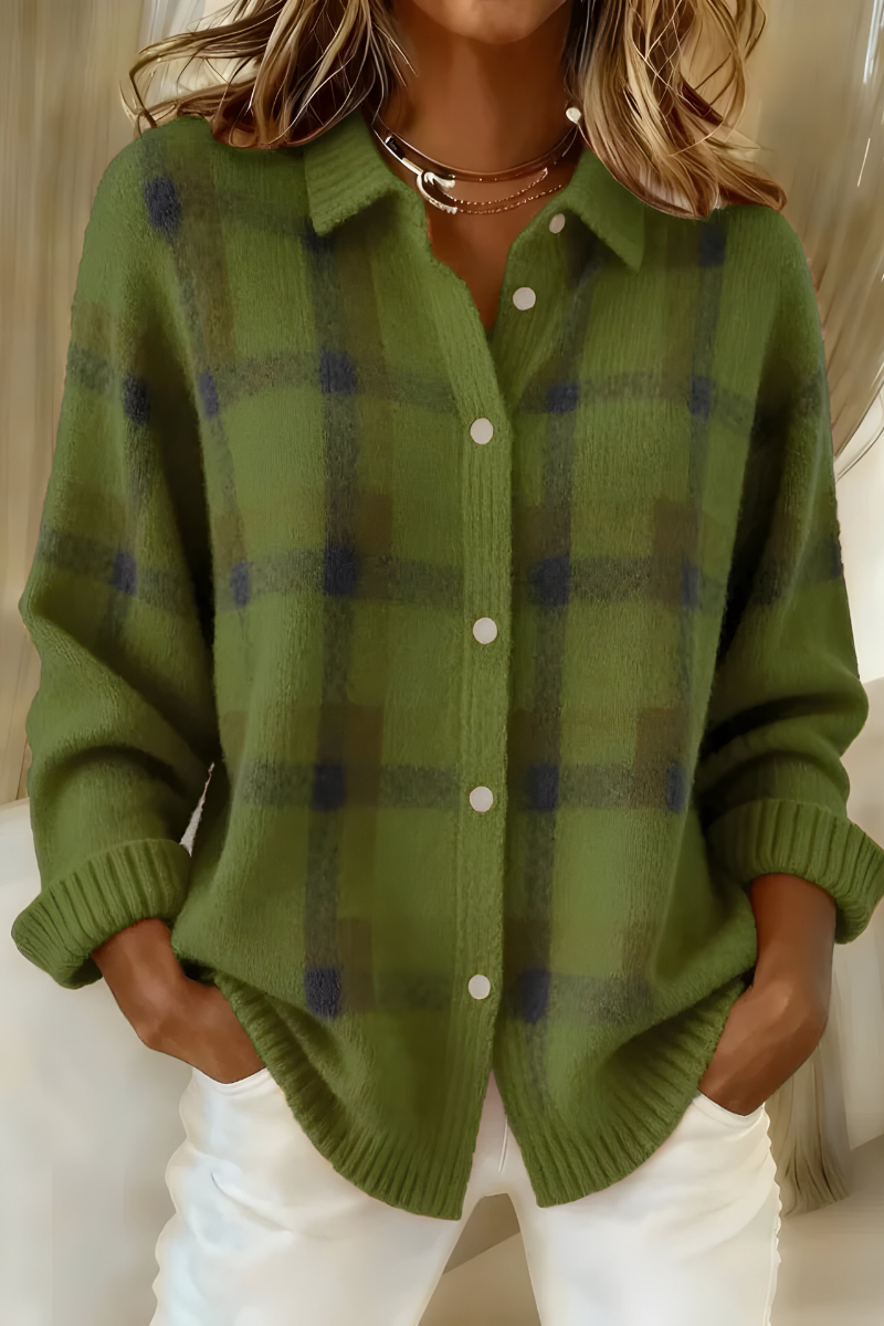 Nathalie - Cardigan Chic Oversize à Carreaux