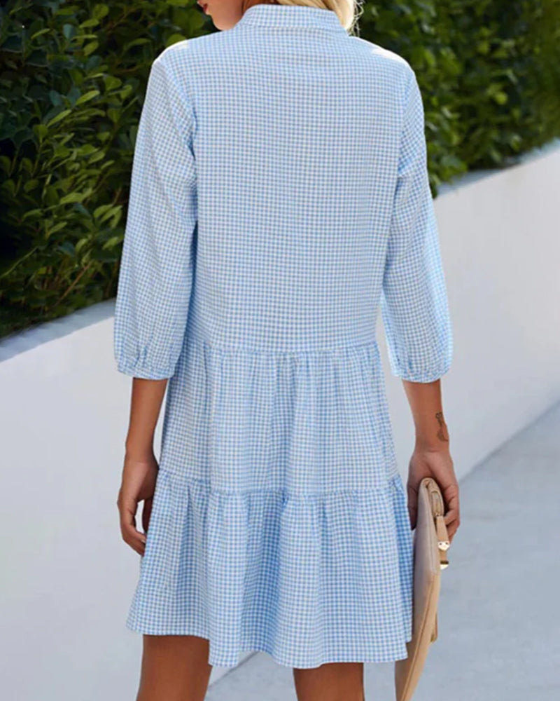 Robe midi femme à carreaux tendance - Léa