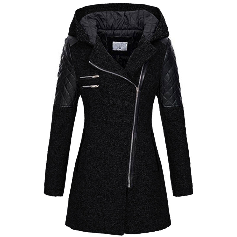 Manon - Manteau Élégant Long Zippé Asymétrique