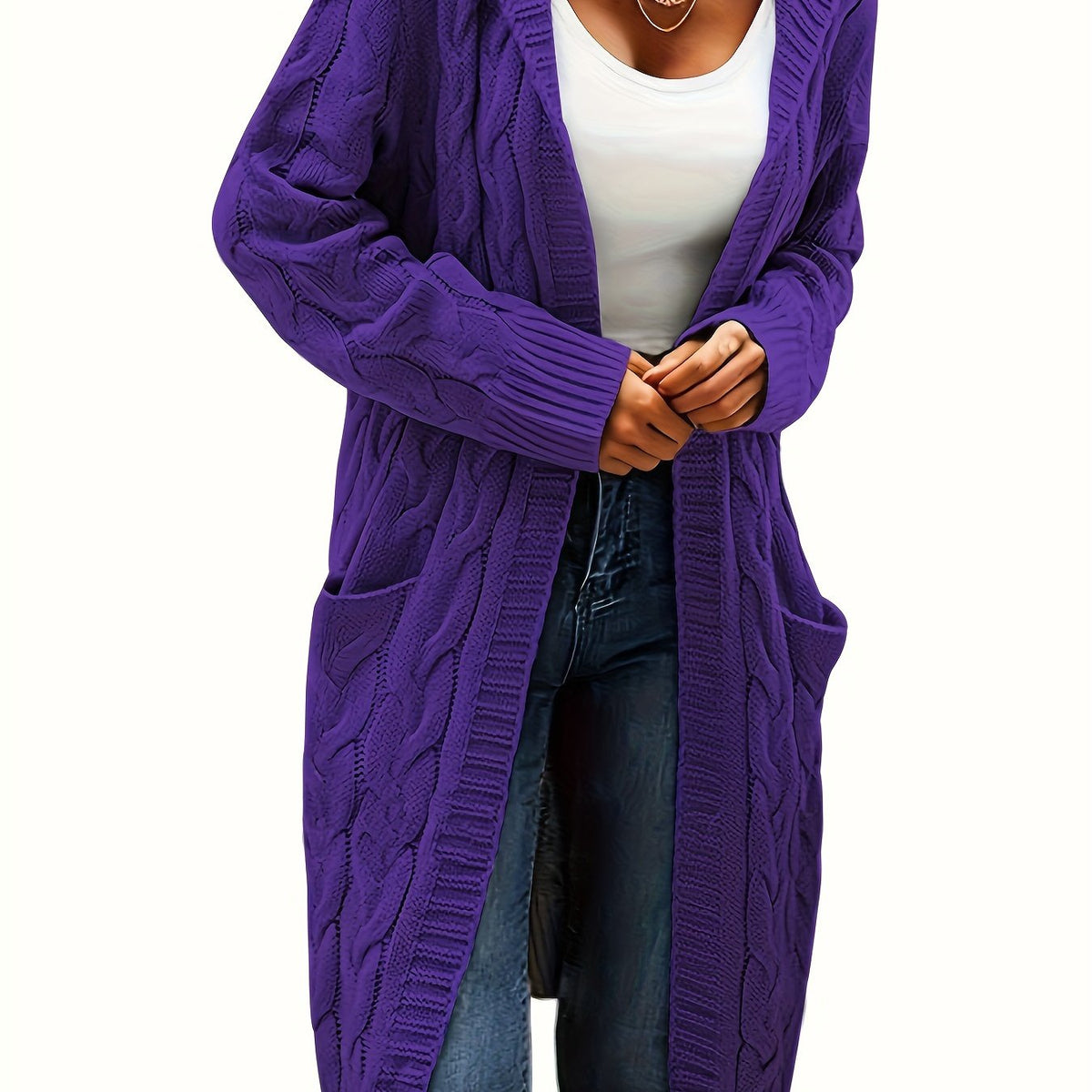 Aurélie - Cardigan Élégant Maxi Torsadé