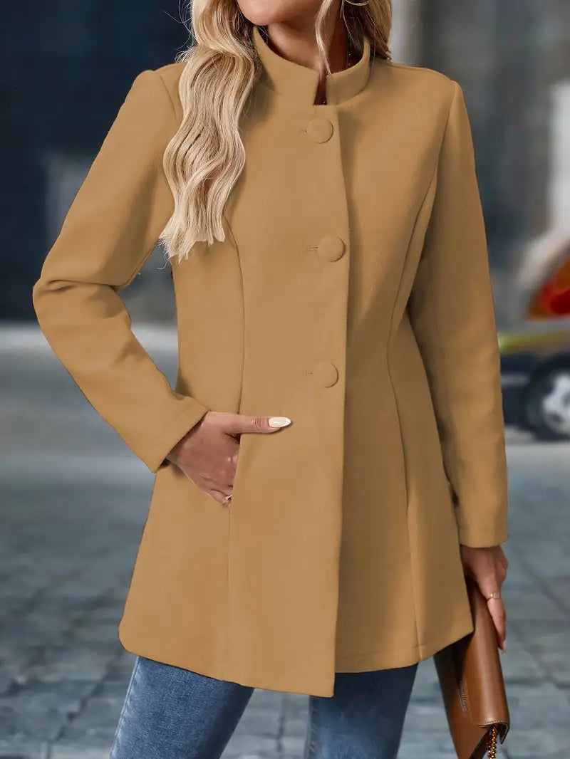 Manon - Veste Élégante Col Montant Boutonnée