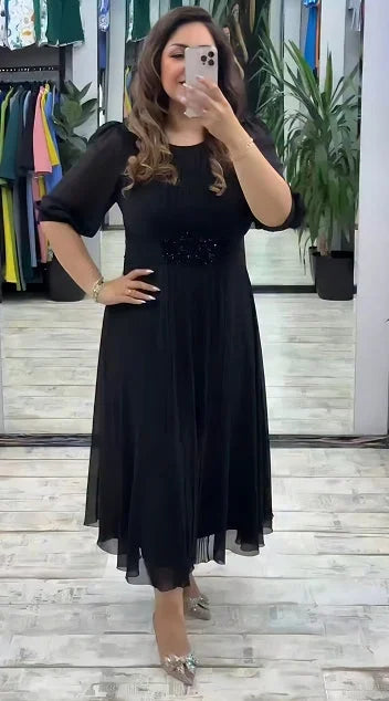 Delphine - Robe Mi-Longue Femme Élégante