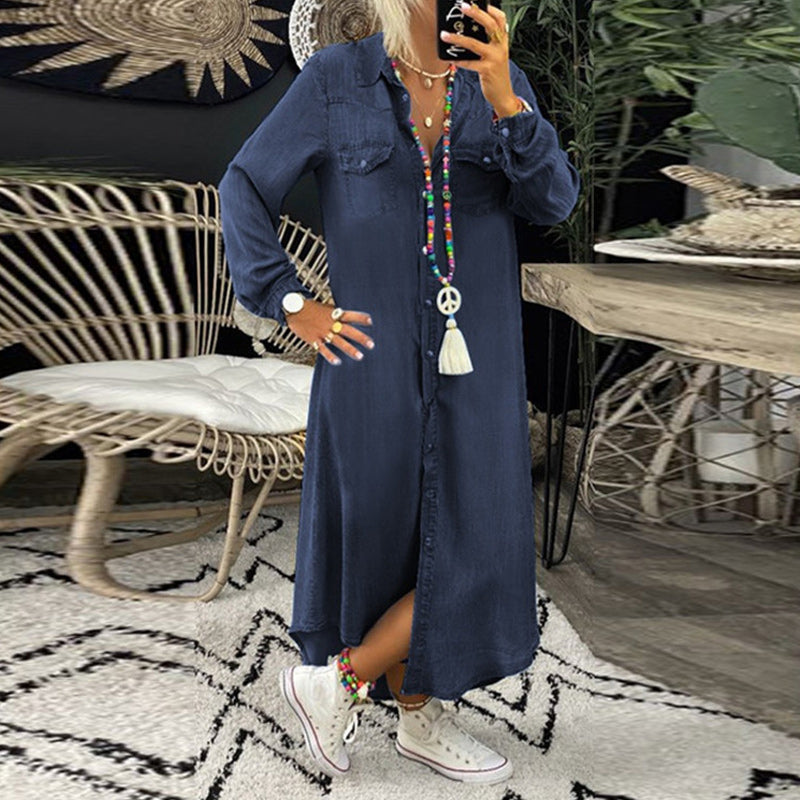 Robe Chemise Femme Longue en Denim - Louise