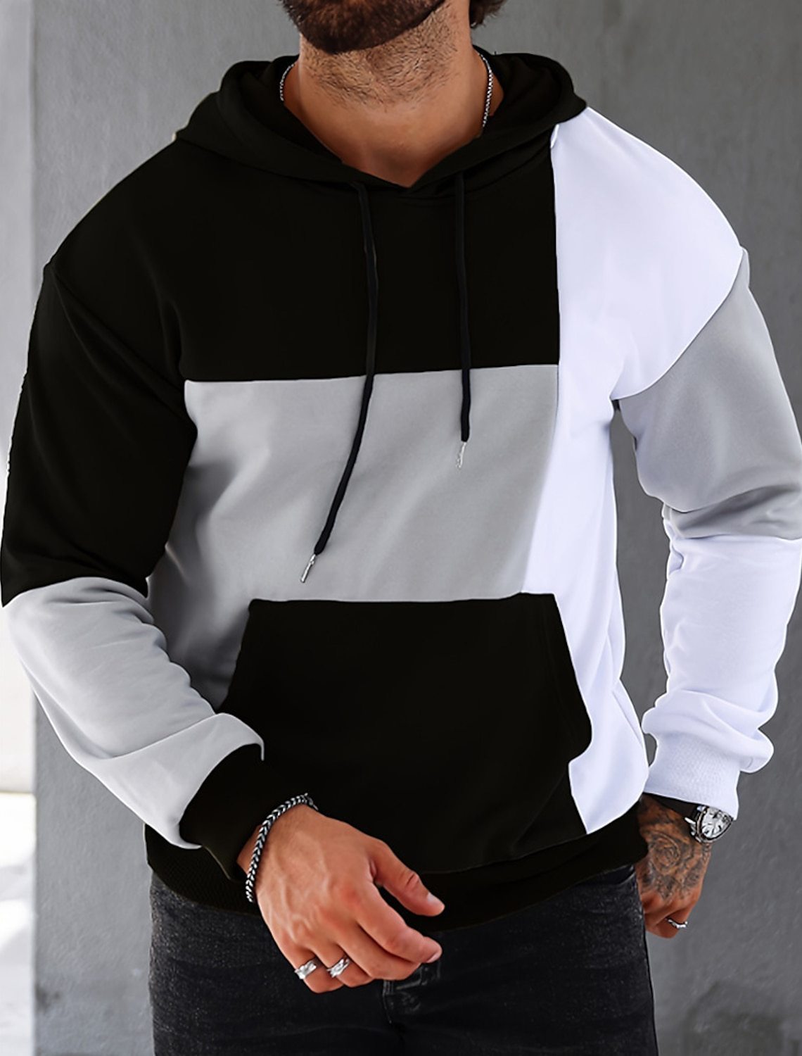 Victor – Hoodie à blocs de couleur pour homme, style moderne et tendance