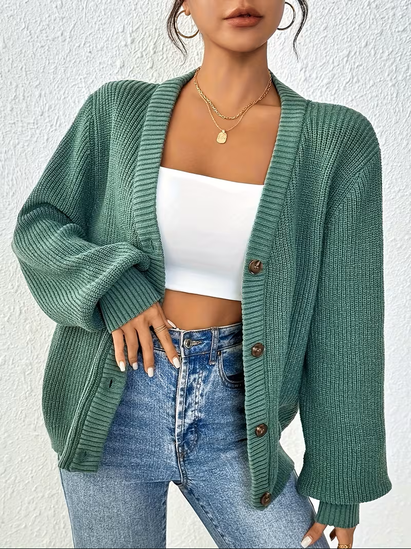 Camille - Cardigan Élégant Oversize Boutonné