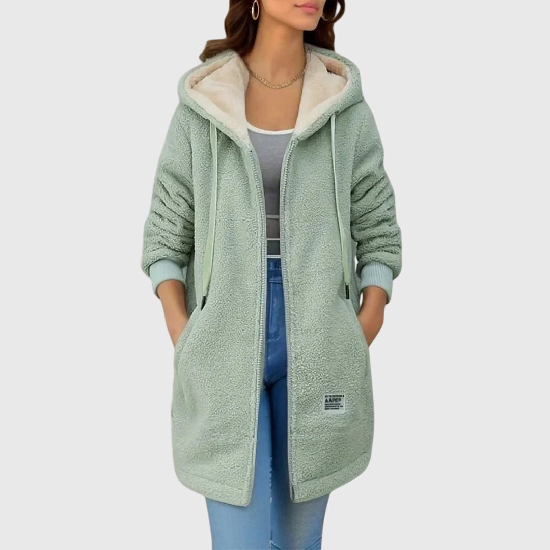 Nathalie - Manteau Élégant Peluche Long