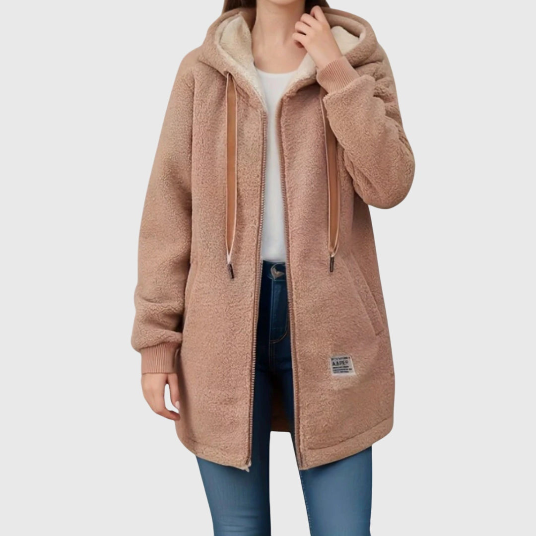 Nathalie - Manteau Élégant Peluche Long
