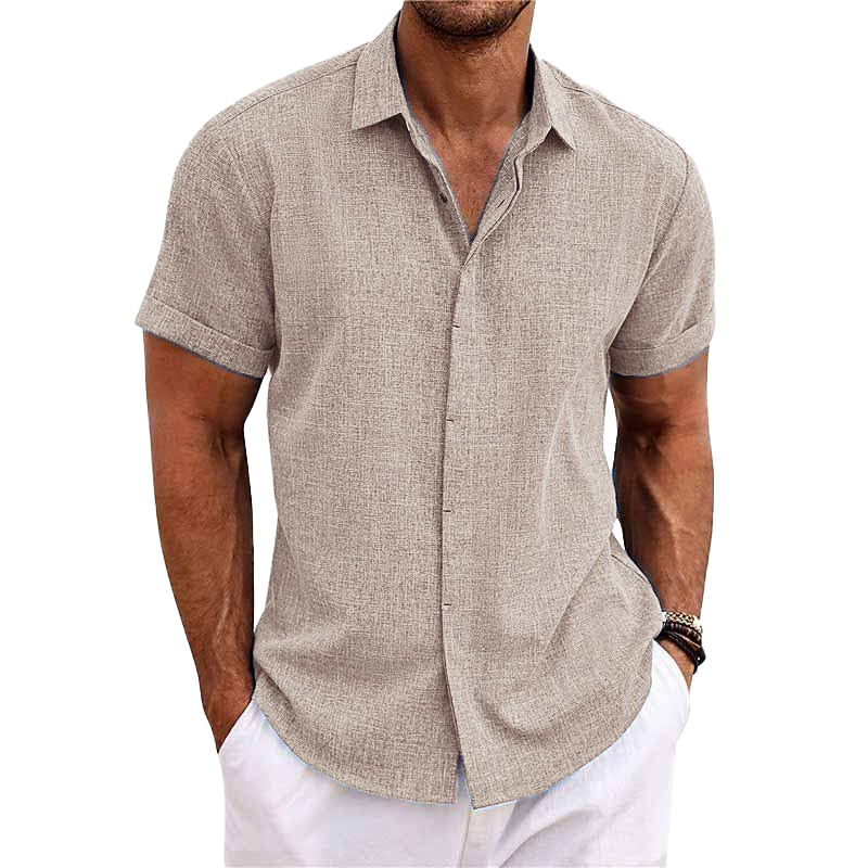 Theo - Chemise Lin Manches Courtes Décontractée Homme