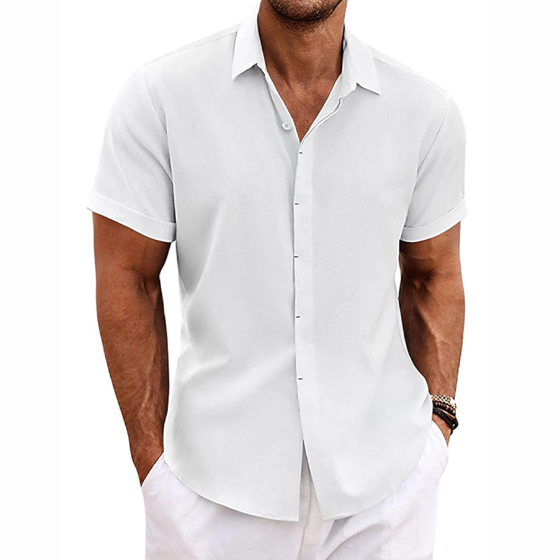 Theo - Chemise Lin Manches Courtes Décontractée Homme