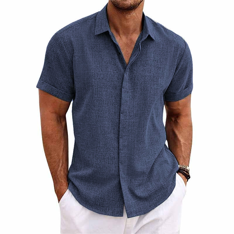 Theo - Chemise Lin Manches Courtes Décontractée Homme