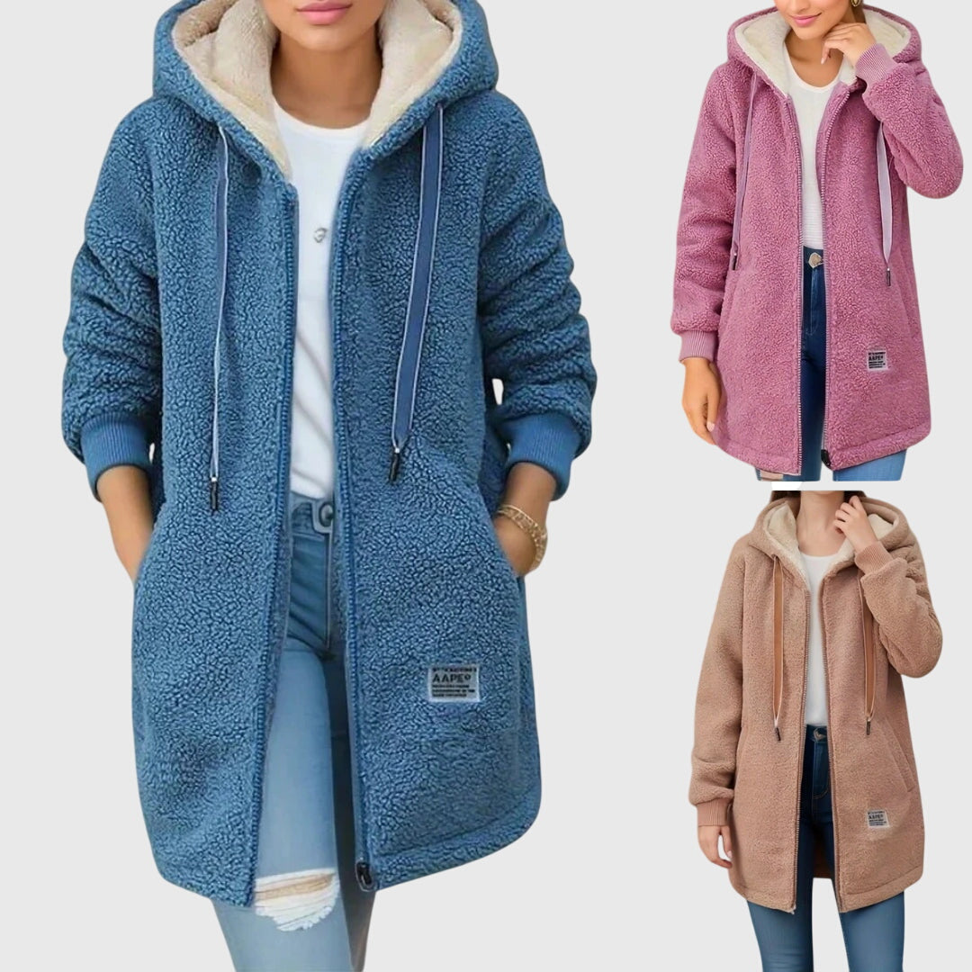 Nathalie - Manteau Élégant Peluche Long