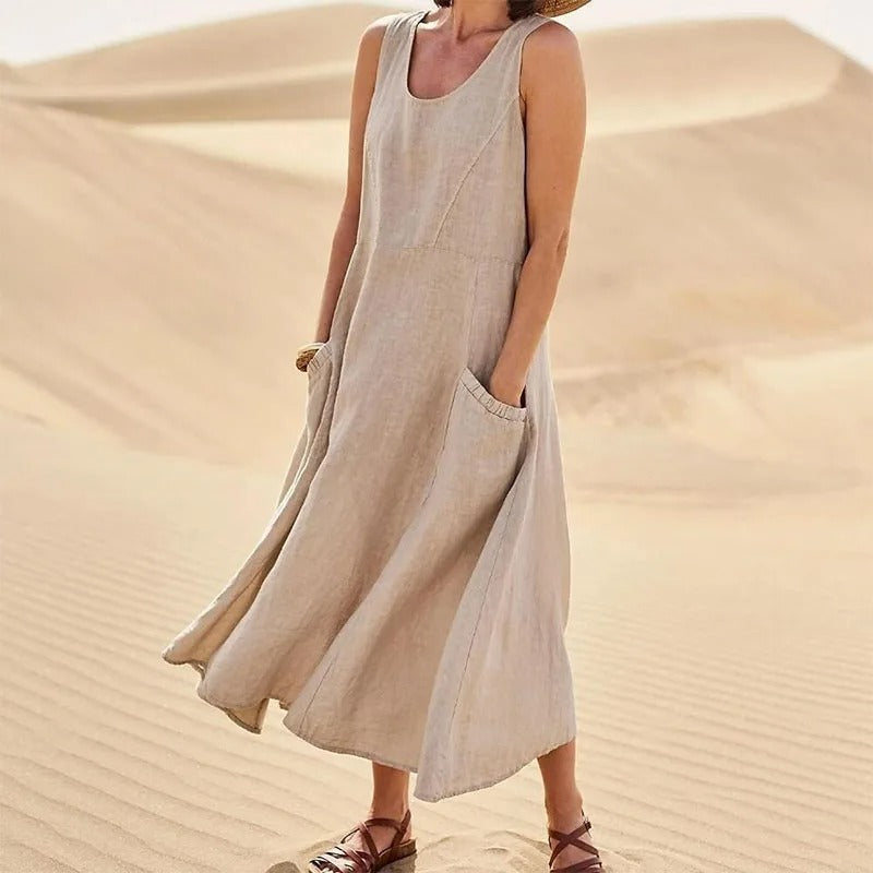 Camille - Robe Lin Sans Manches Longue Femme
