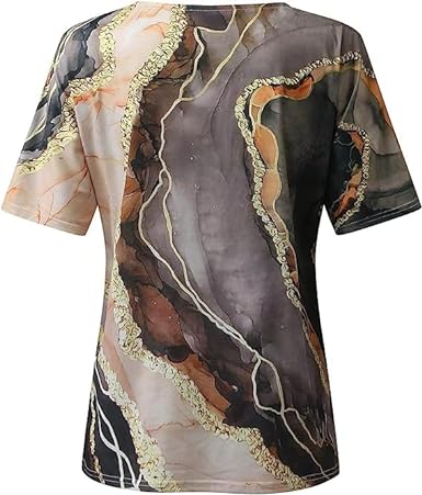 T-Shirt Femme Imprimé Col V Manches Courtes - Carnale