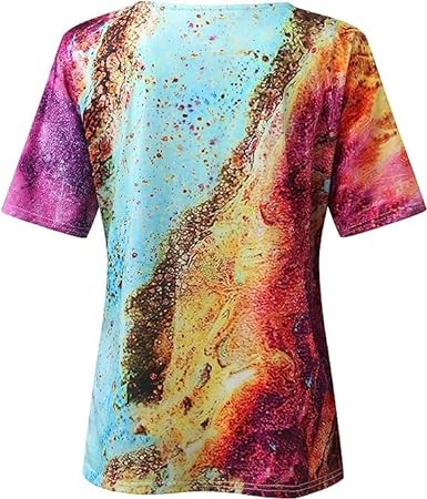 T-Shirt Femme Imprimé Col V Manches Courtes - Carnale