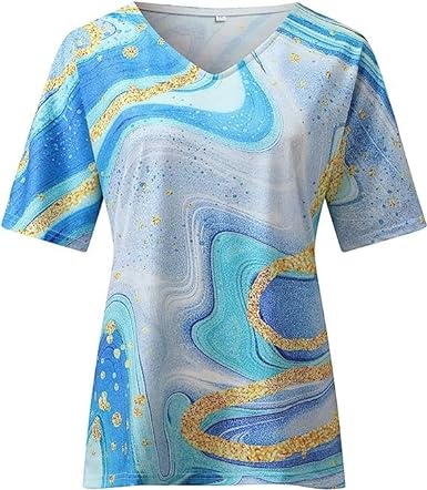 T-Shirt Femme Imprimé Col V Manches Courtes - Carnale