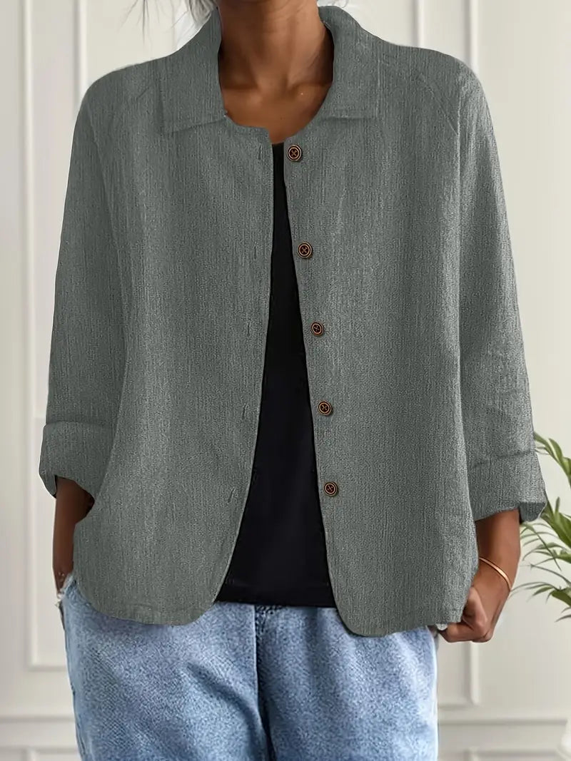 Sylvie | Cardigan Élégant Col Chemise Boutonné
