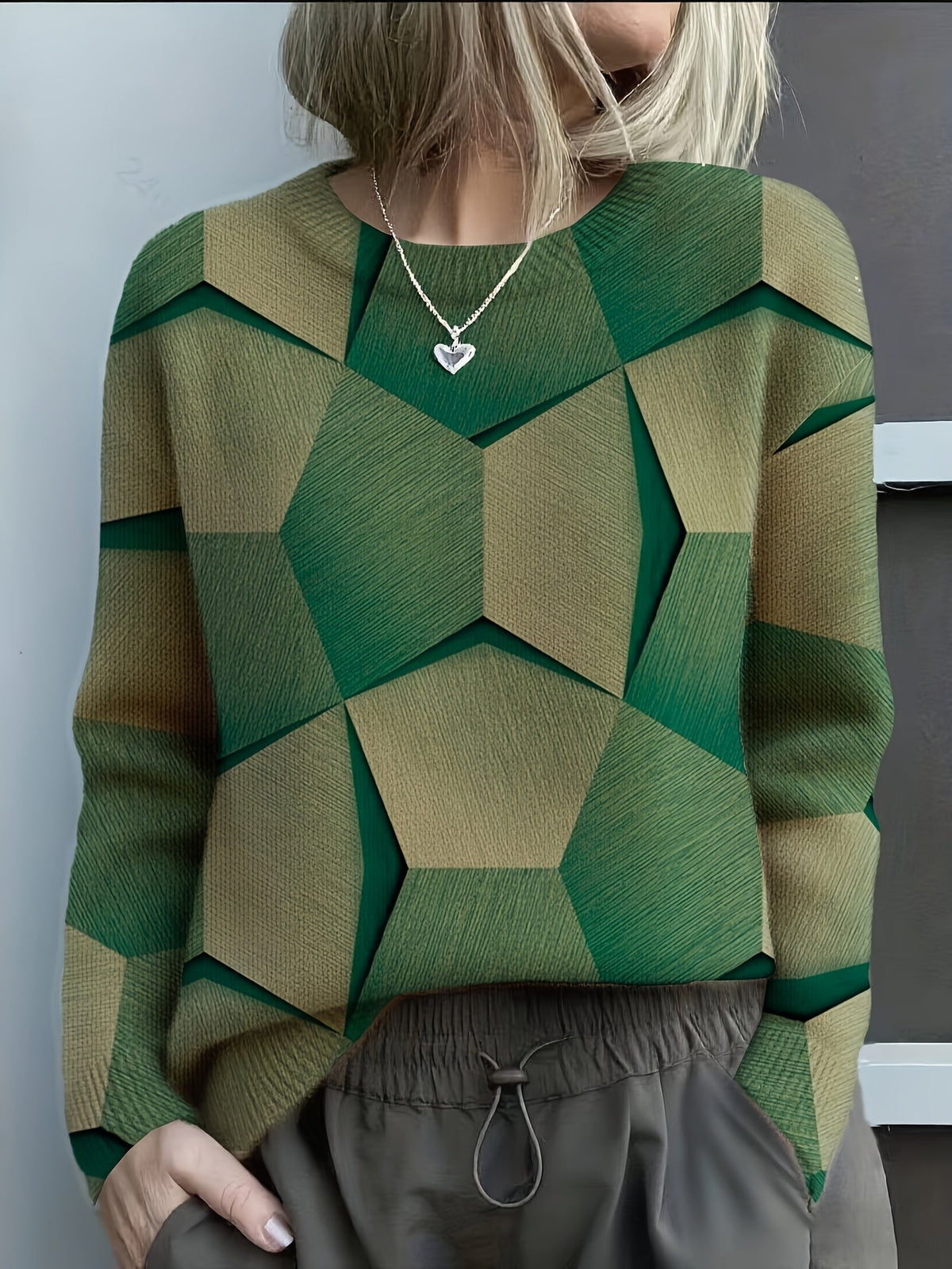 Sylvie - Pull Chic Imprimé Géométrique