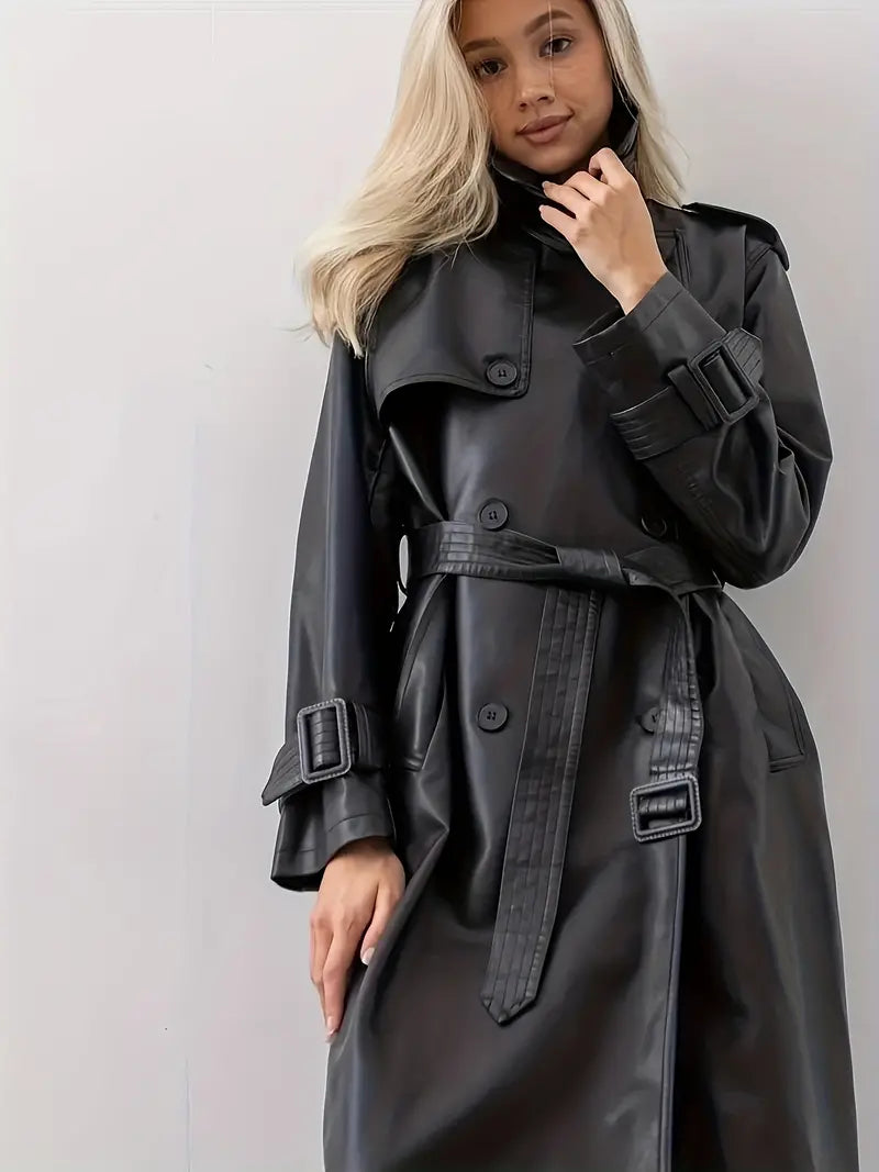 Nathalie | Trench Chic Cuir Ceinturé