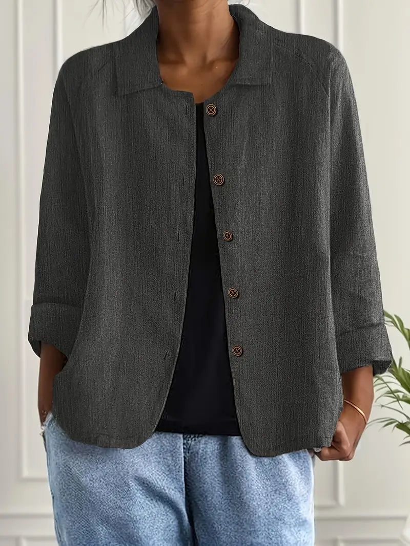 Sylvie | Cardigan Élégant Col Chemise Boutonné