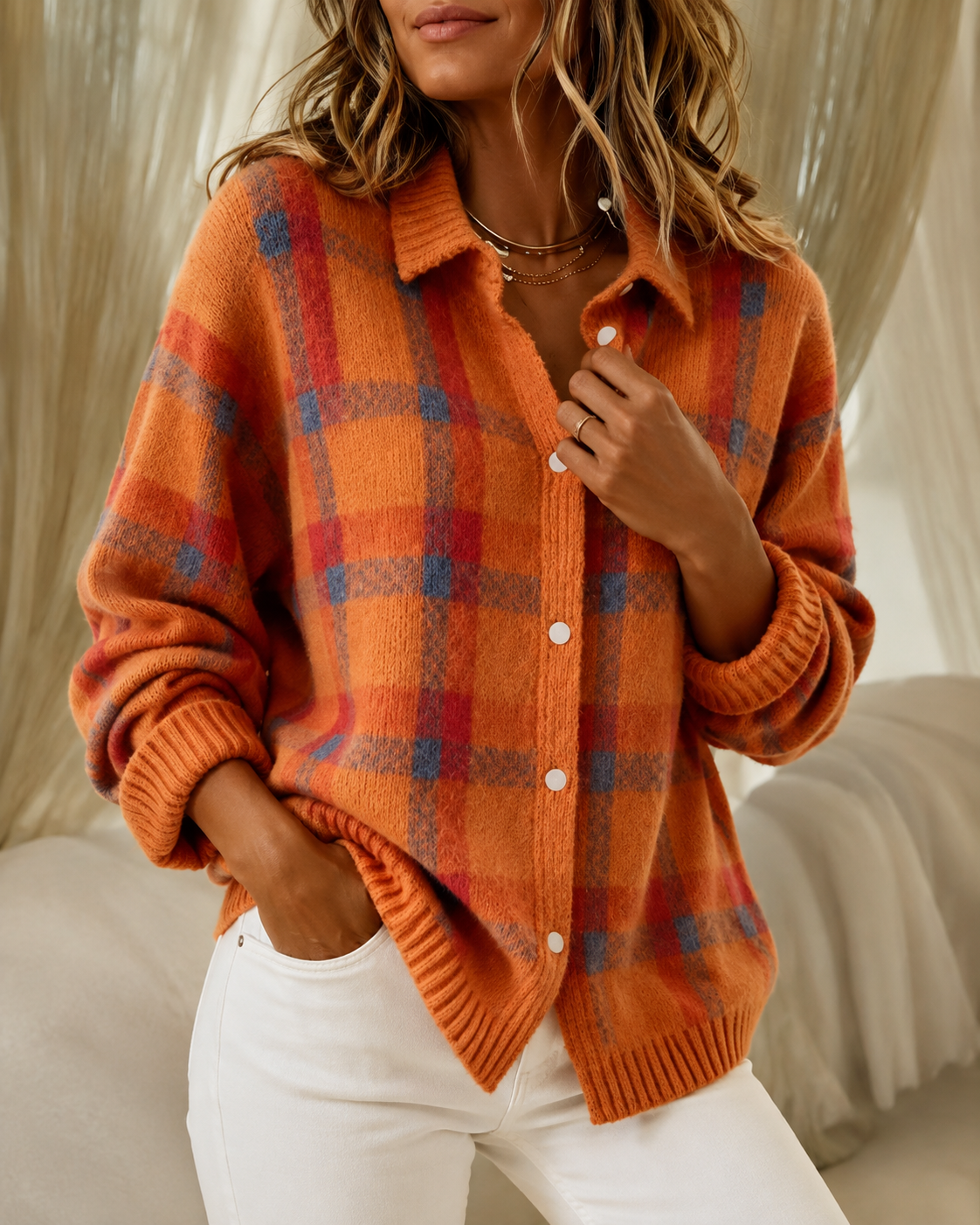 Camille - Cardigan Chic Oversize Col Chemise