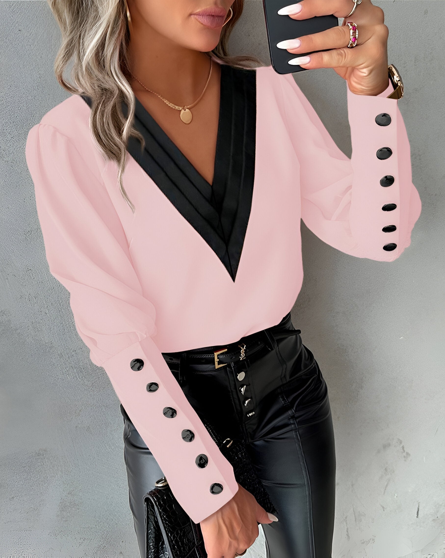 Blouse Femme Col V À Manches Bouffantes - Élise