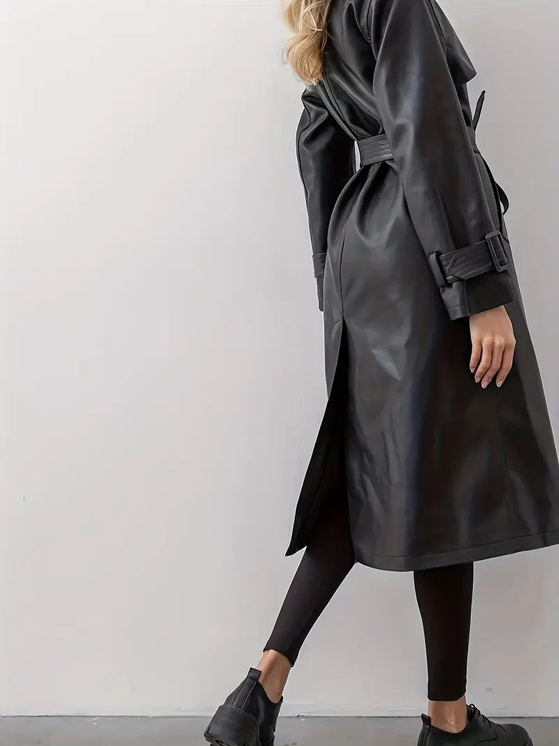 Nathalie | Trench Chic Cuir Ceinturé