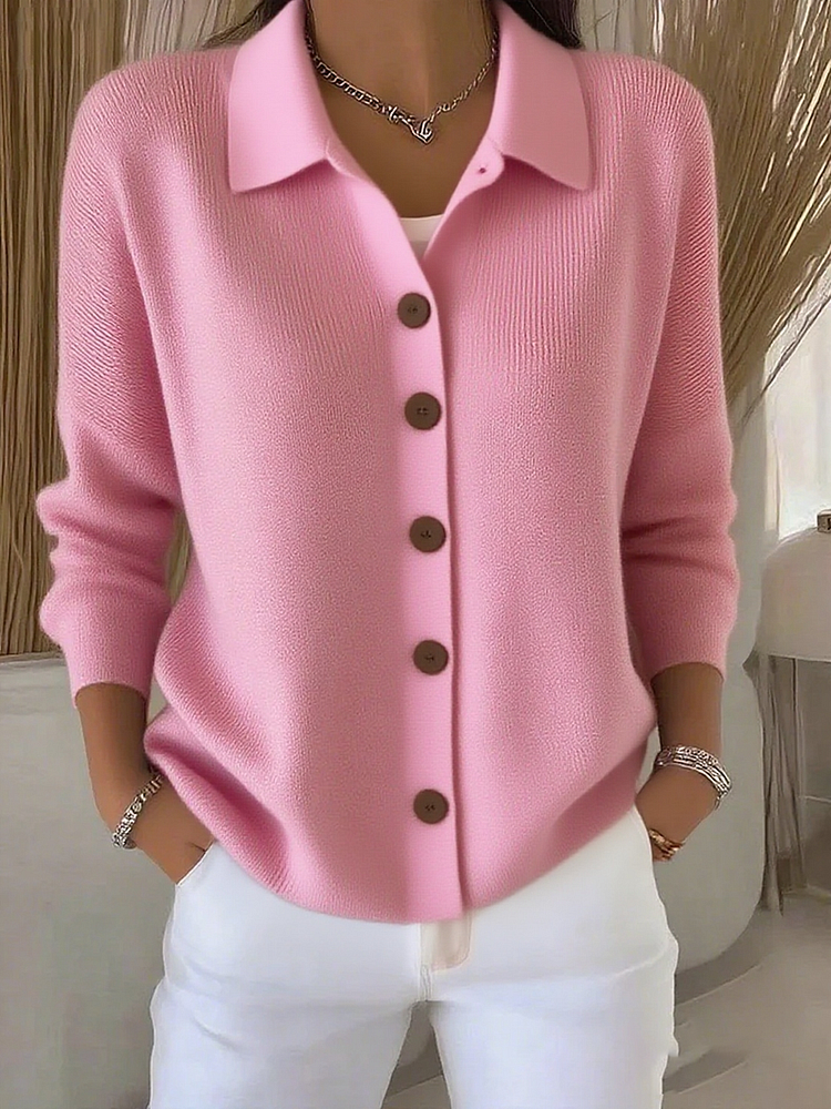 Delphine | Cardigan Élégant Maille Col Polo