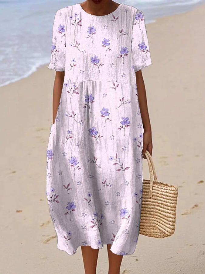Robe Femme Imprimée Fleurs Manches Courtes - Zara