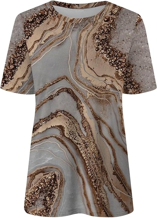 T-Shirt Femme Imprimé Col V Manches Courtes - Carnale