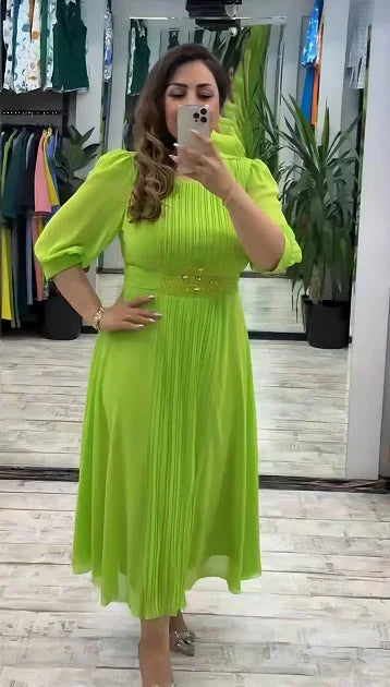 Delphine - Robe Mi-Longue Femme Élégante