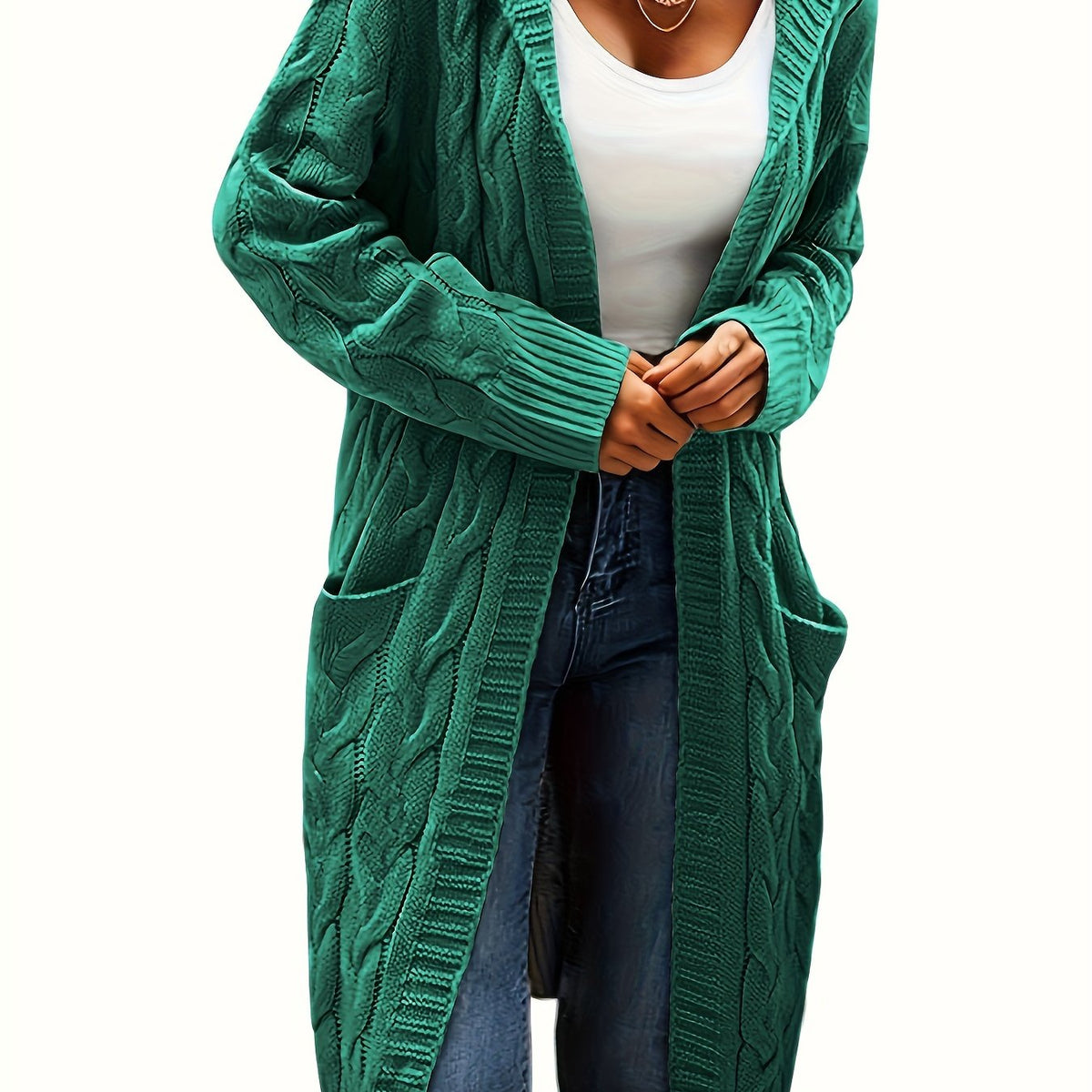Aurélie - Cardigan Élégant Maxi Torsadé