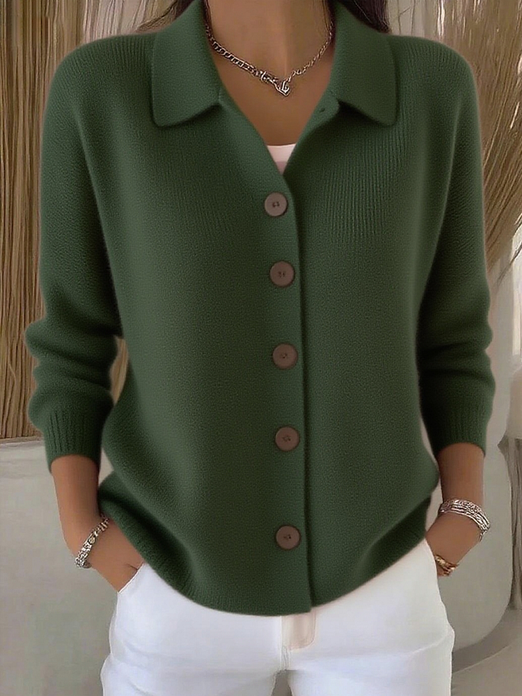 Delphine | Cardigan Élégant Maille Col Polo