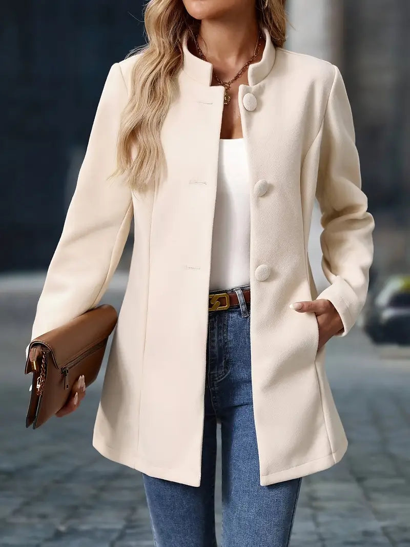 Manon - Veste Élégante Col Montant Boutonnée