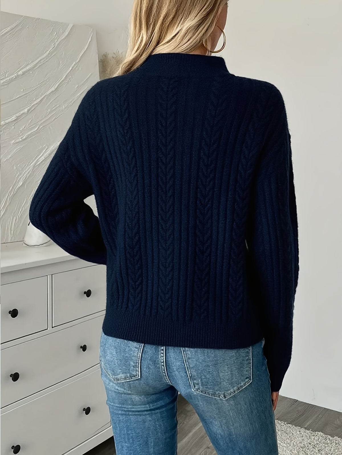 Marguerite - Pull Élégant Torsadé Col Zippé
