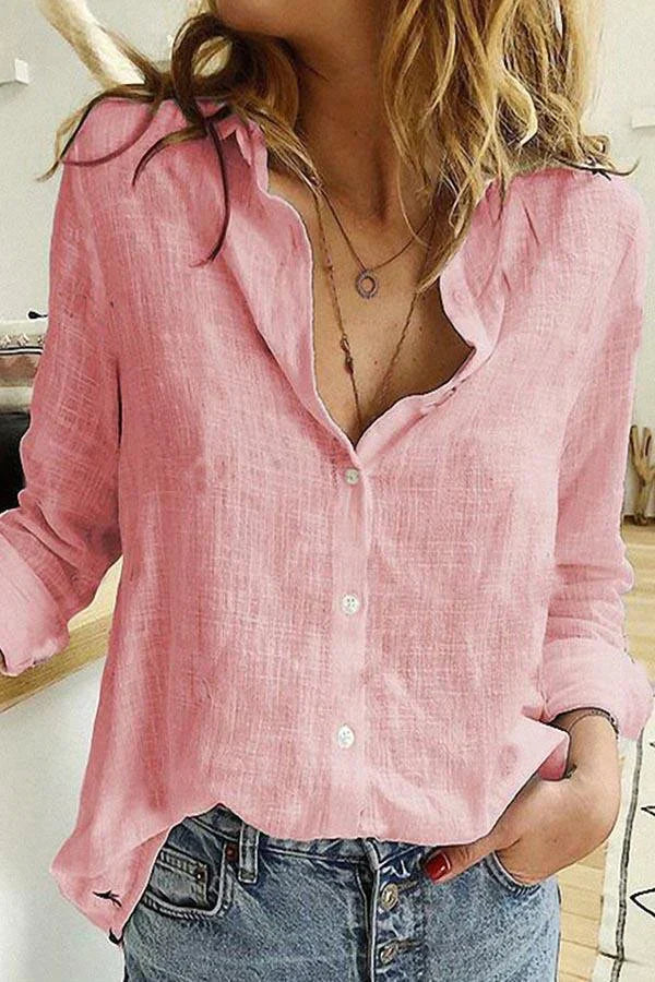 Chemise Femme En Lin Manches Longues Boutonnée Chic - Keira