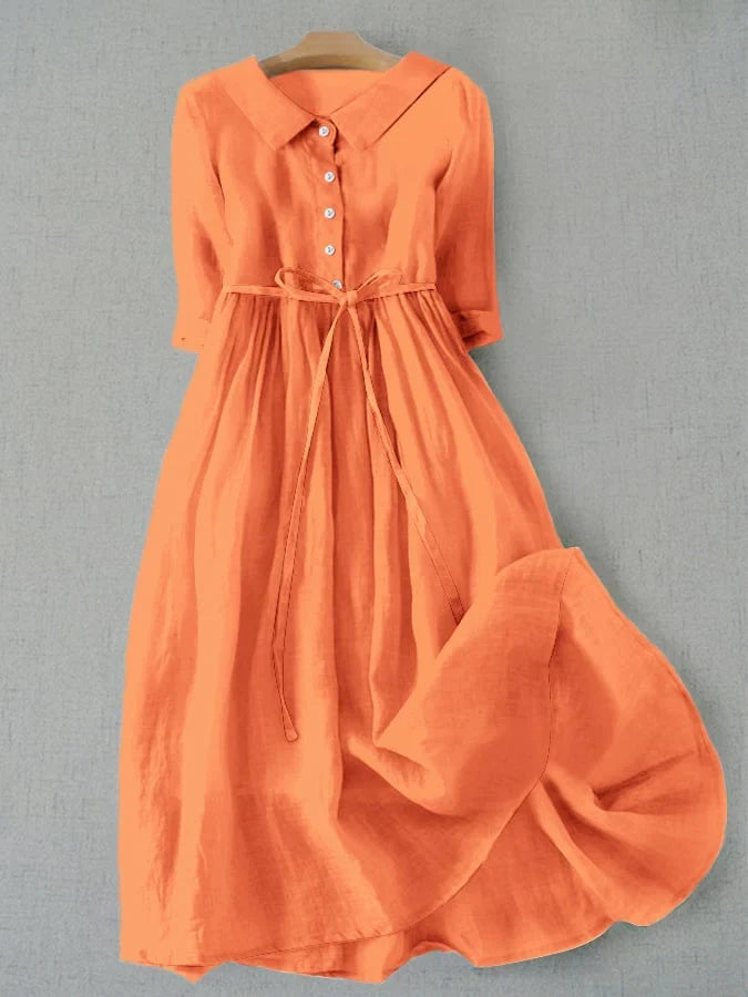 Céline - Robe Chemise Femme en Lin Fluide