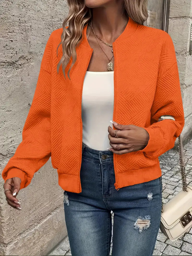Priya - Veste Élégante Texturée Zippée