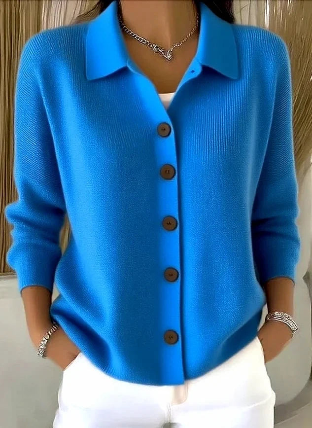 Delphine | Cardigan Élégant Maille Col Polo