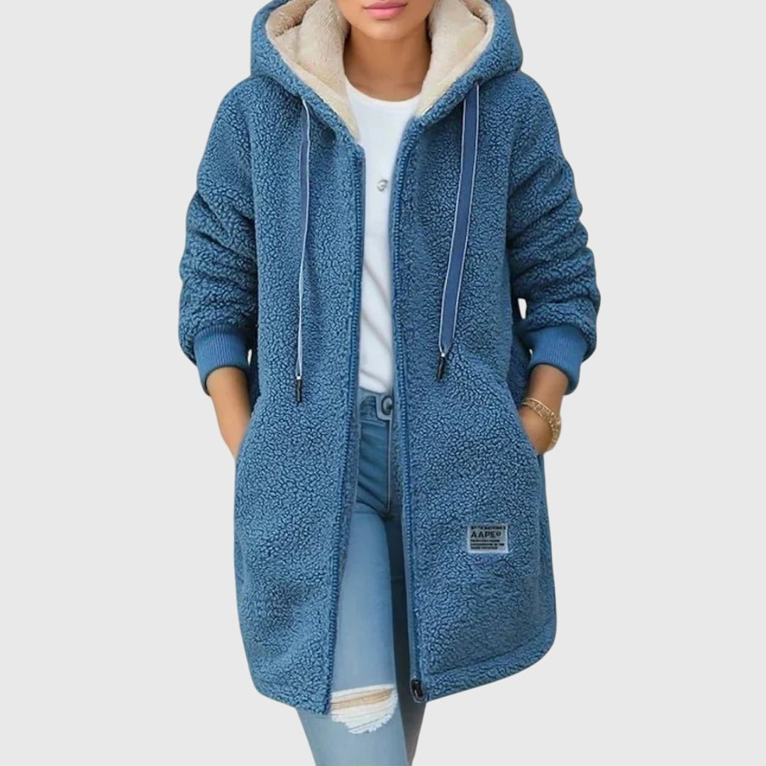 Nathalie - Manteau Élégant Peluche Long