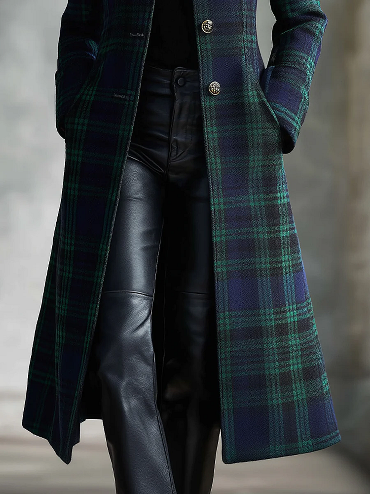 Nathalie | Manteau Élégant Laine Carreaux