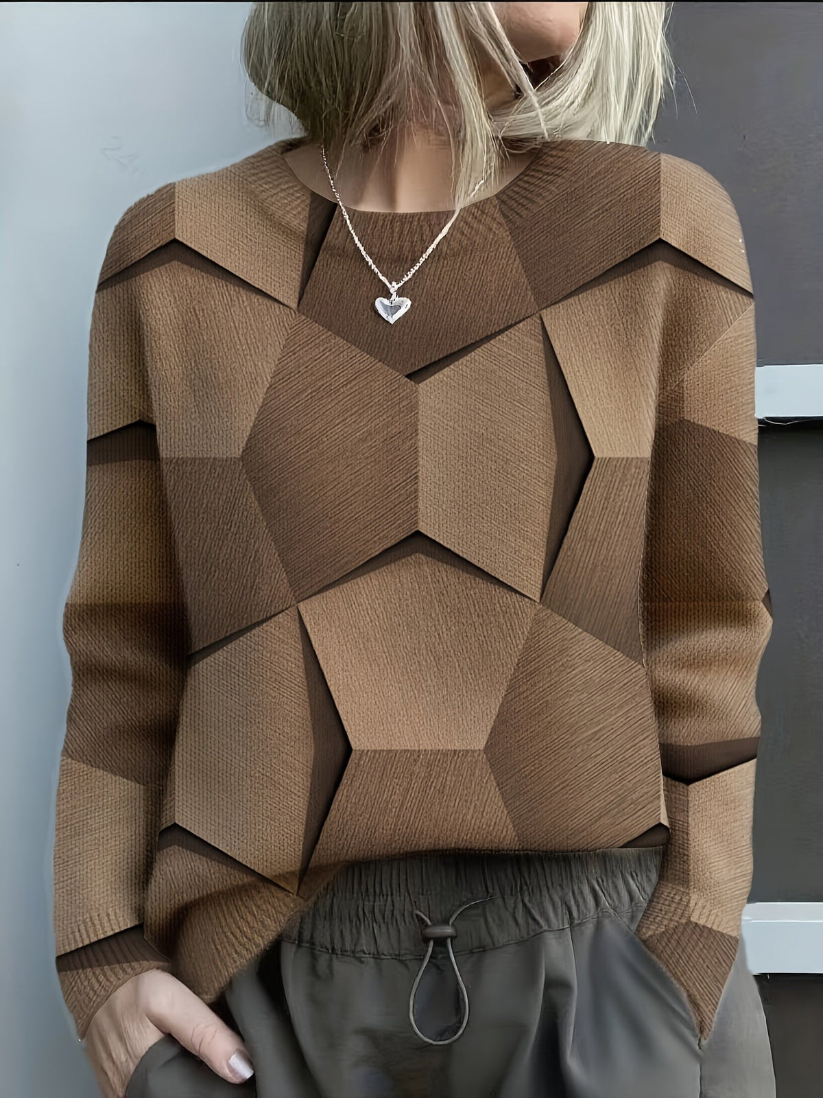 Sylvie - Pull Chic Imprimé Géométrique